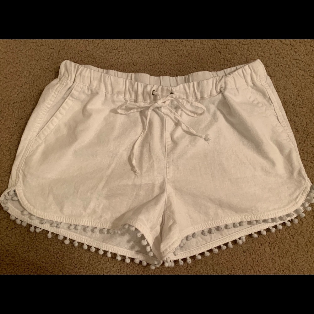 JCrew White Pom Pom shorts
